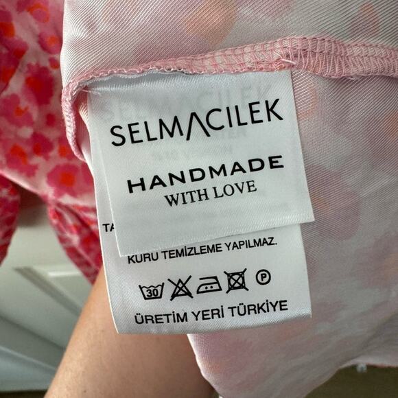 Selmacilek Floral Printed Long Sleeve Mini Dress Pink Small - Picture 6 of 7